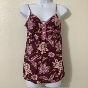 Vintage Y2K Cotton Beachy Boho Hippie Festival Summer Purple Floral Camisole M